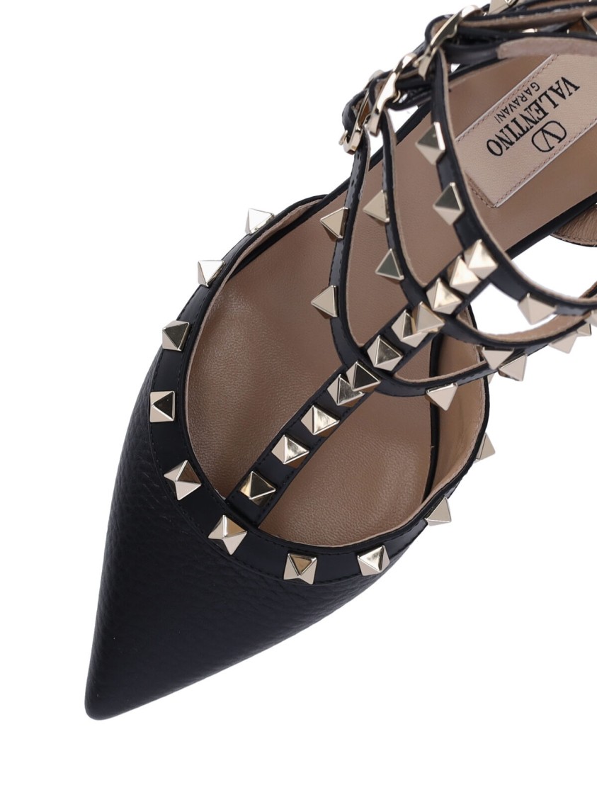 Valentino Navy Rockstud Caged 65mm Heels In Black