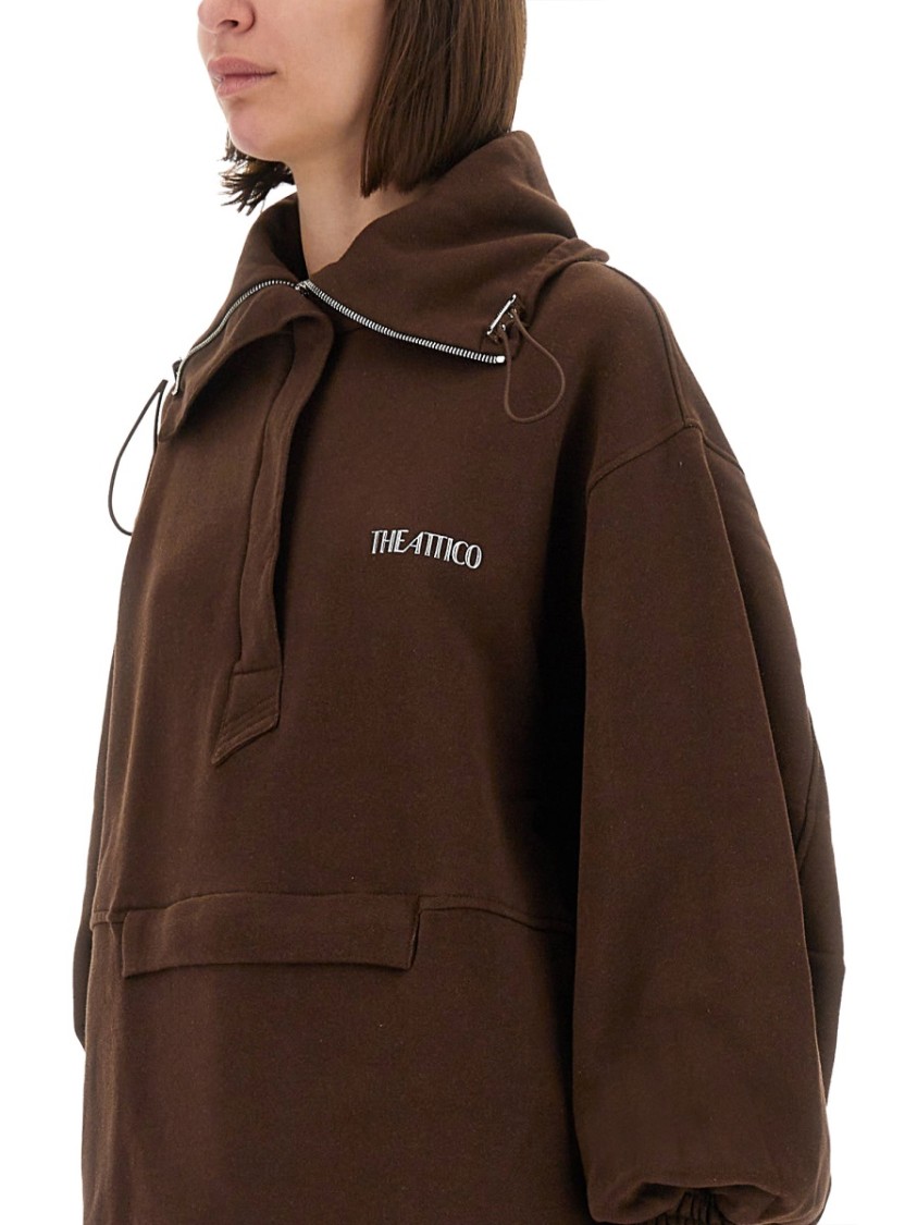 Attico Oversized Blouson With High Collar In Brown