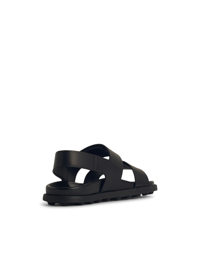 Shop Tod's Black Leather Sandals