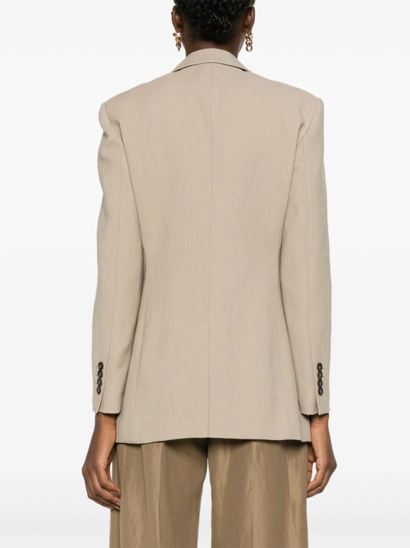 Brunello Cucinelli Tailored Jacket With Notched Lapels In Neutral