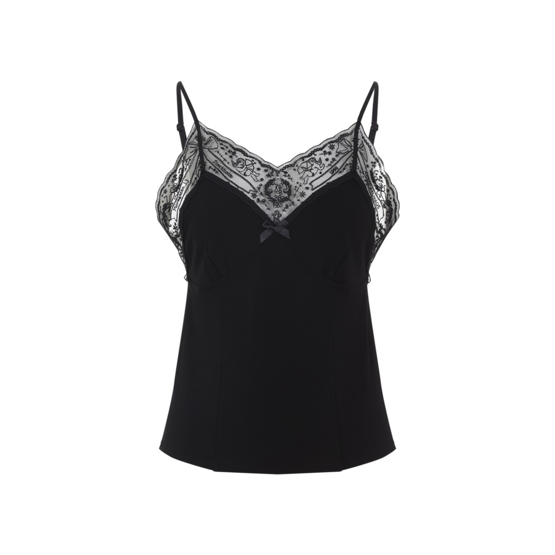 Acne Studios Talea Lace Trim Crepe Camisole In Black