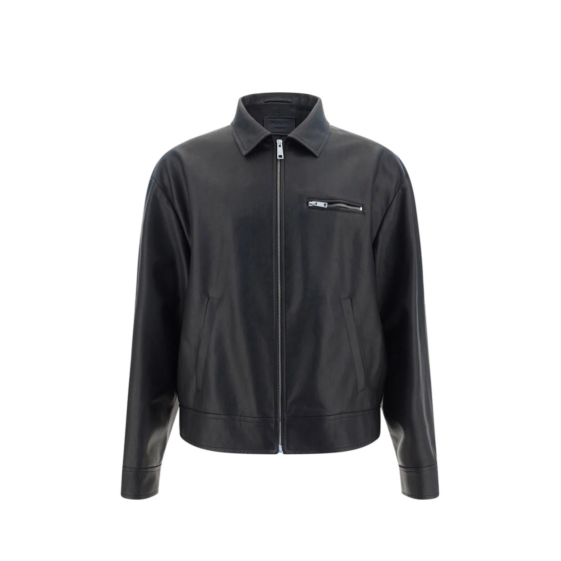 Prada Leather Jacket Men In Black