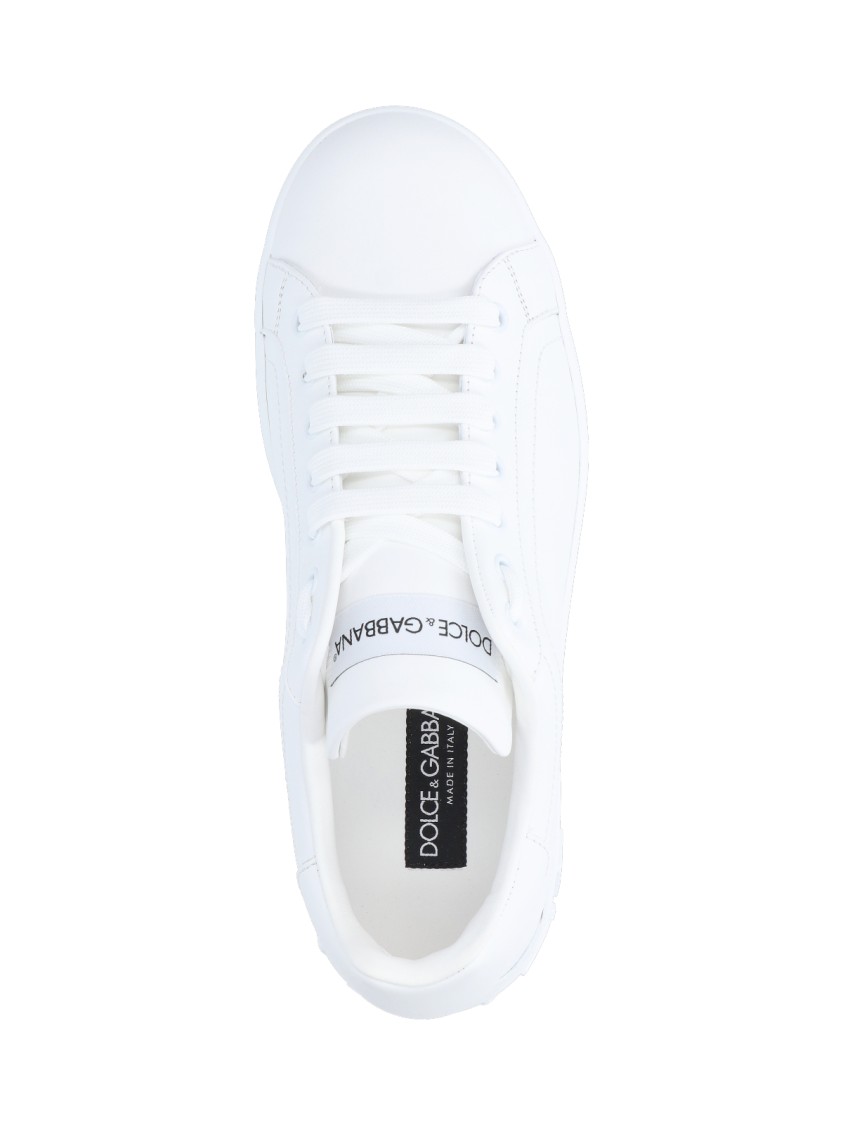 Dolce & Gabbana Portofino Calfskin White Sneakers In White