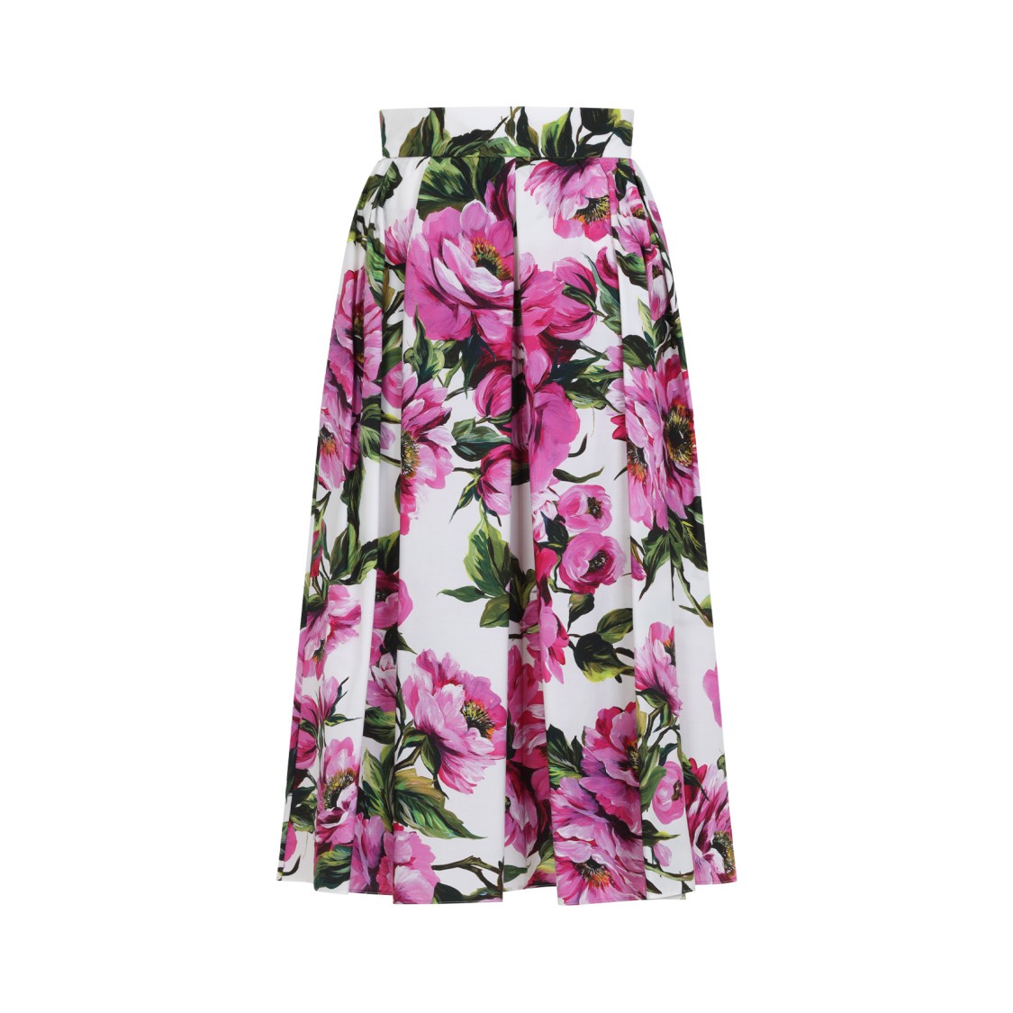 Dolce & Gabbana Womens Peonie Fuxia F.bco Floral-print Cotton Midi Skirt In Multicolor