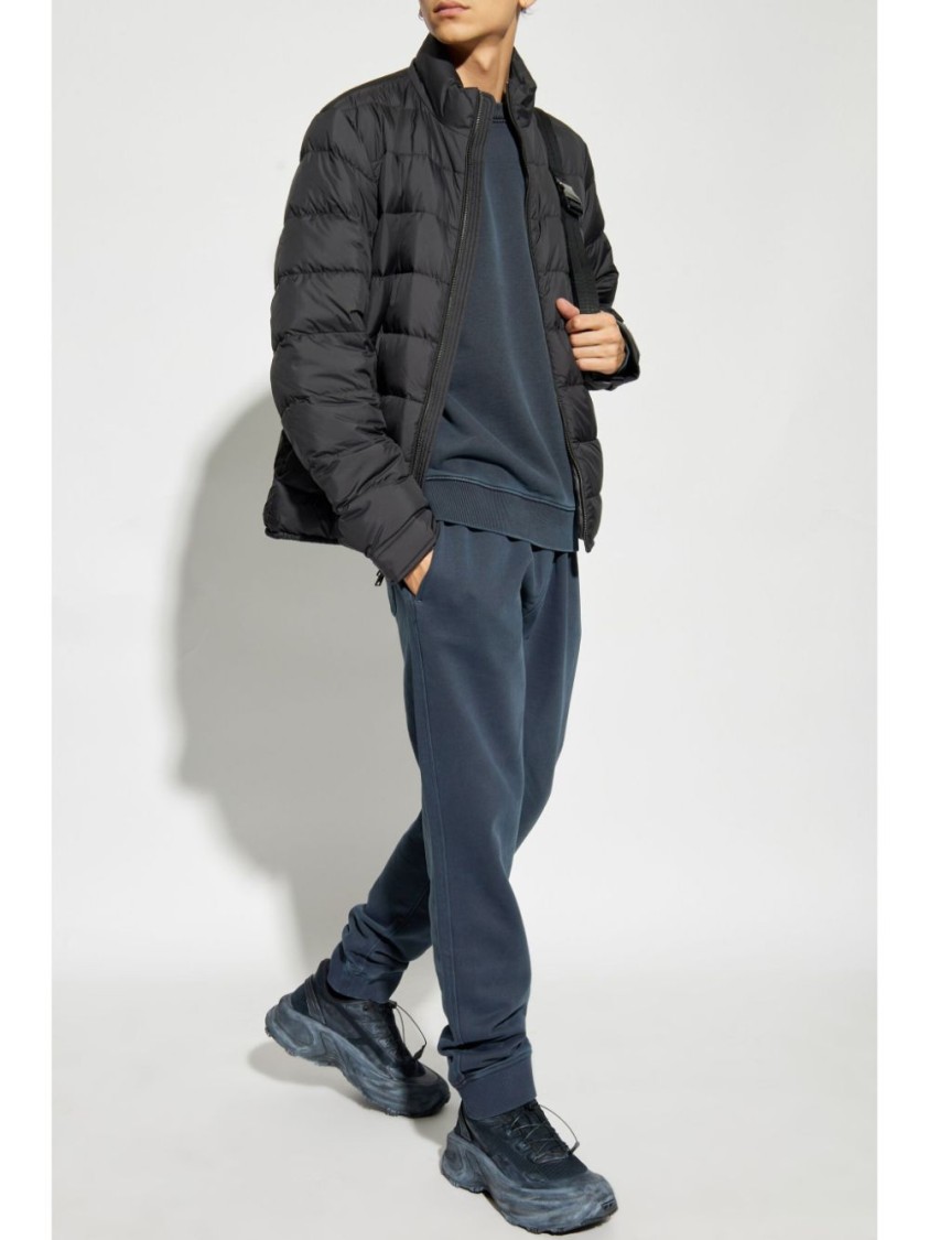 Woolrich Quilted Coat With High Collar And Zipper Closure In Black