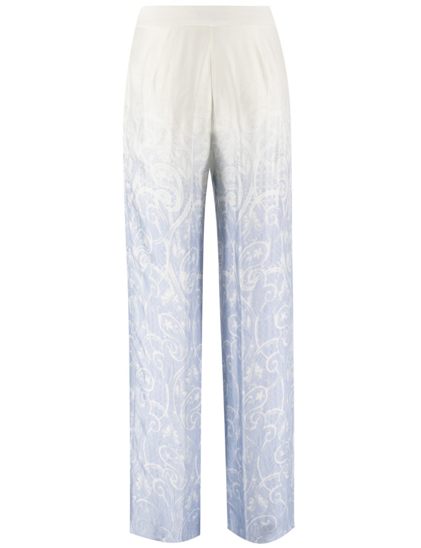 ERMANNO FIRENZE ERMANNO FIRENZE FLORAL PATTERN VISCOSE TROUSERS WITH ZIP FASTENING