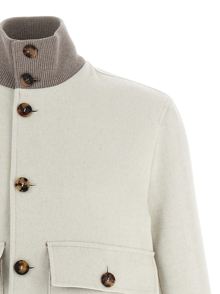 Brunello Cucinelli Wool Bomber Jacket Puffer Jackets White