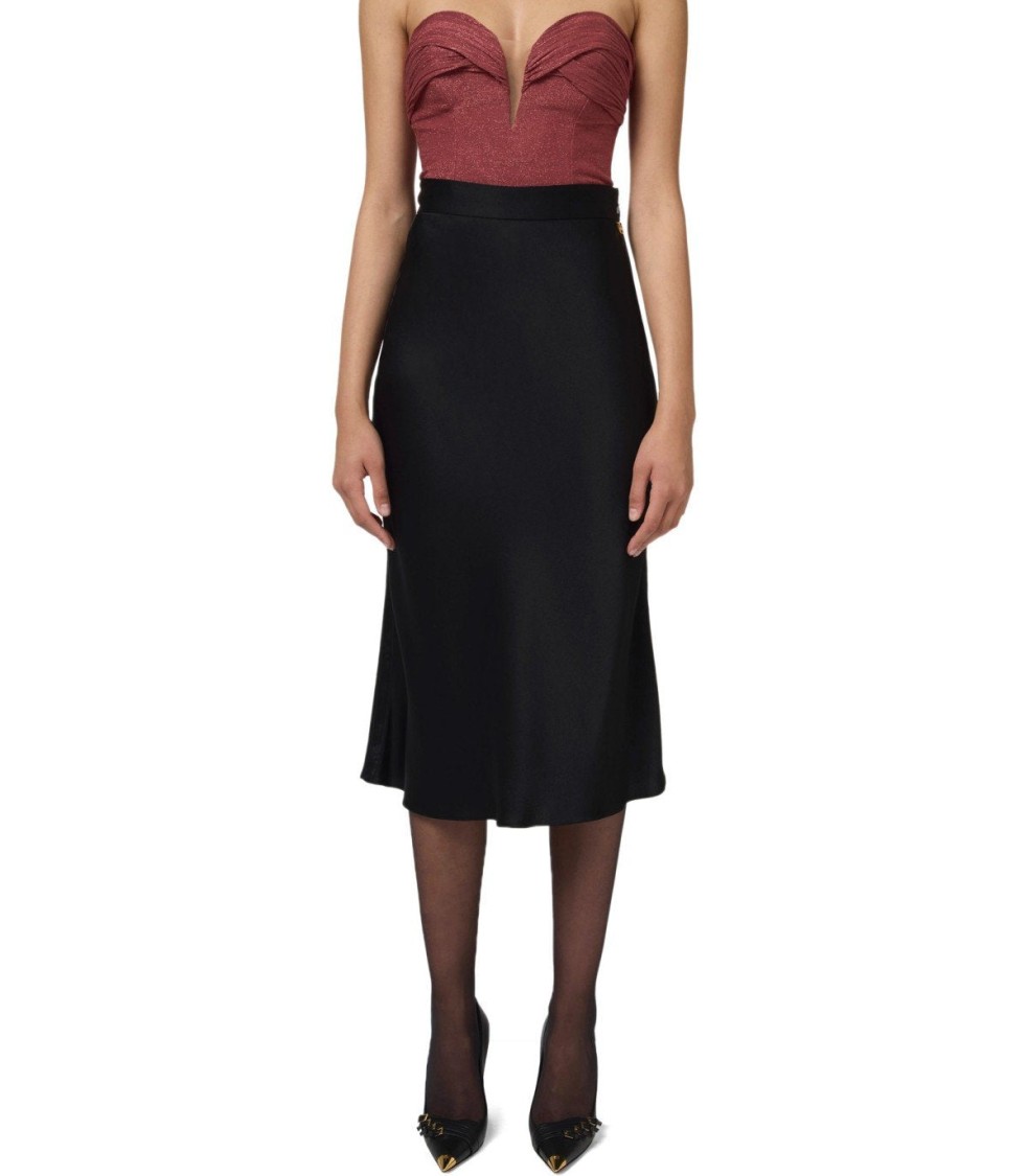 Elisabetta Franchi Black Midi Skirt In Black