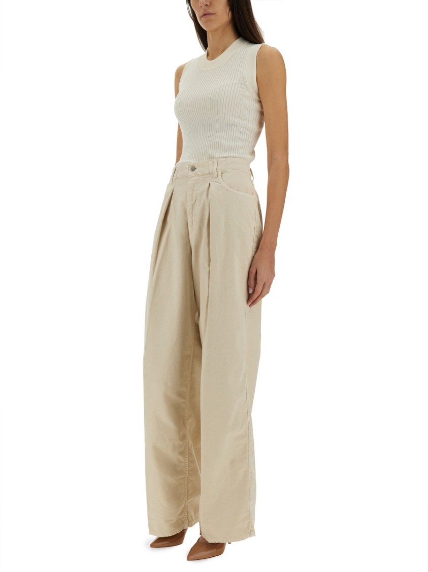 Haikure Candy Cotton Mid-rise Wide-leg Pants In Neutrals