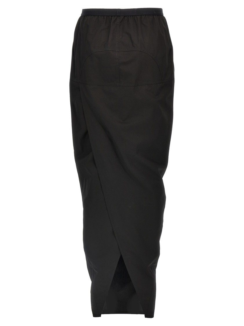 Rick Owens Soft Cotton Long Skirt With Back Split In Black