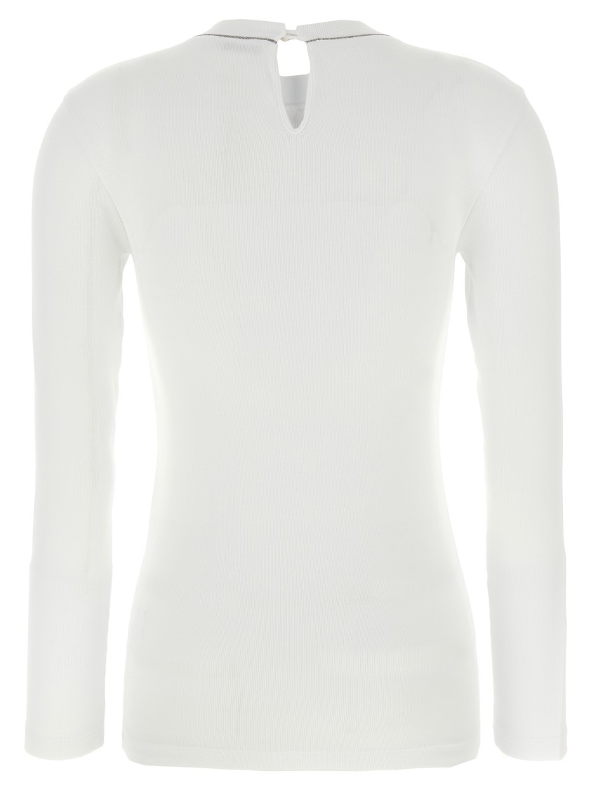 Brunello Cucinelli Shiny Collar' T-shirt In White