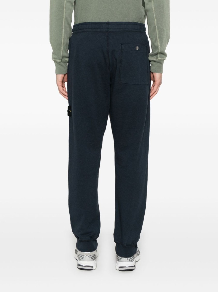 Stone Island Compass Patch Drawstring Jogger Pants In Blue