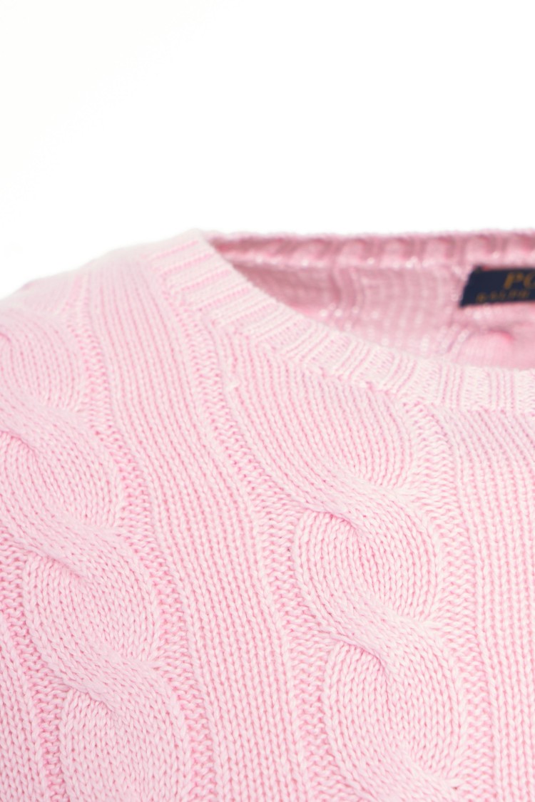 Shop Polo Ralph Lauren Textured Cable Knit Sweater With Logo Embroidery