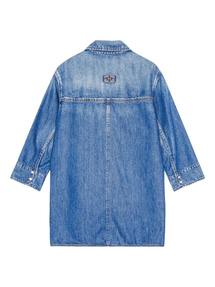 Ganni Jeanshemd Mit Logo-verzierung In Blue