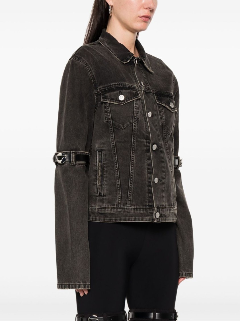 Coperni Oversized Black Denim Jacket With Unique Strap Details