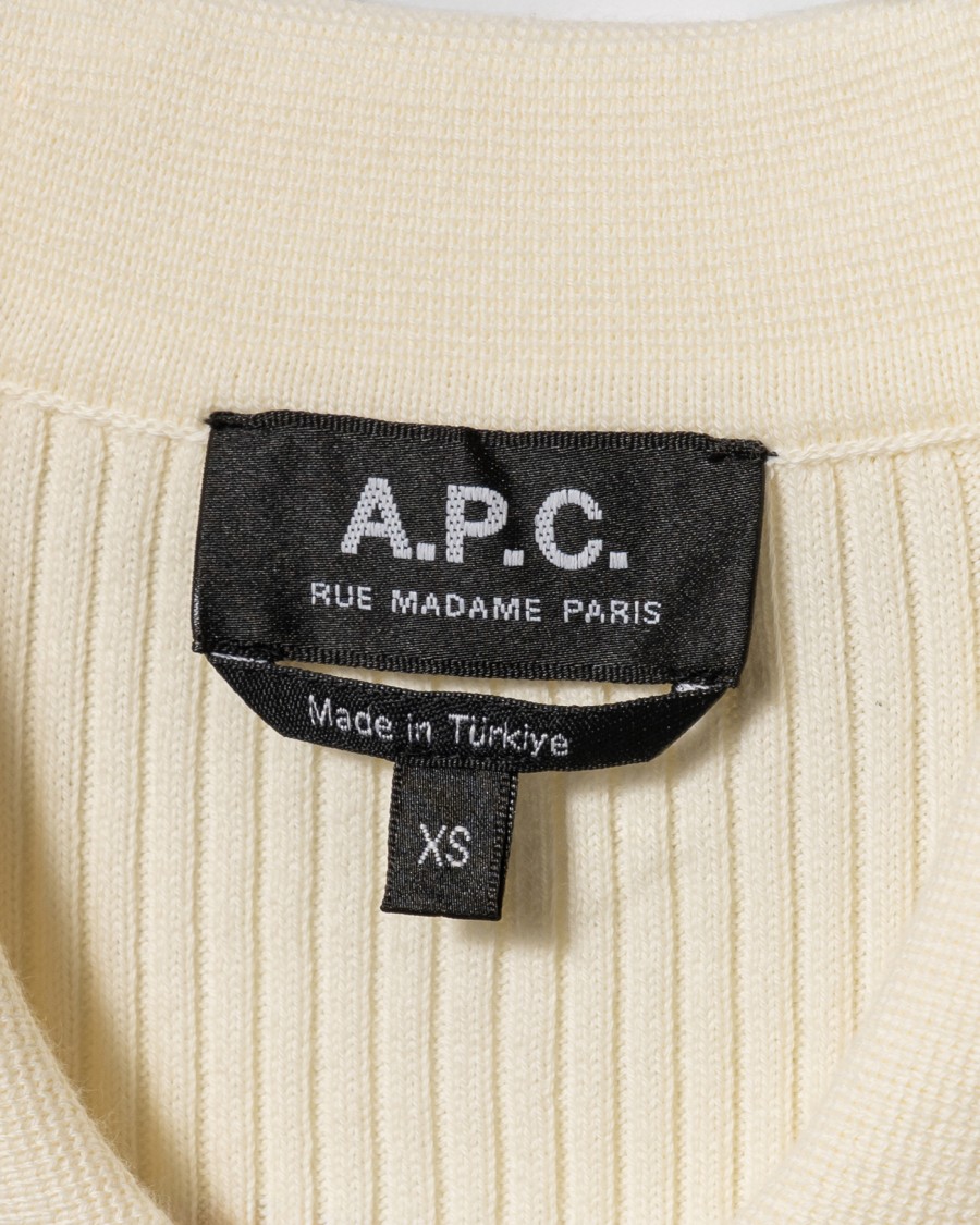Apc A.p.c. Fitted White Polo Shirt With Classic Collar In Neutral