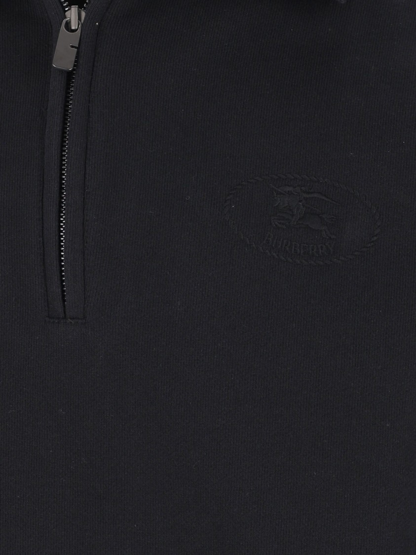 Burberry Mens Logo-embroidered Funnel-neck Cotton Sweatshirt Black Xl In Black