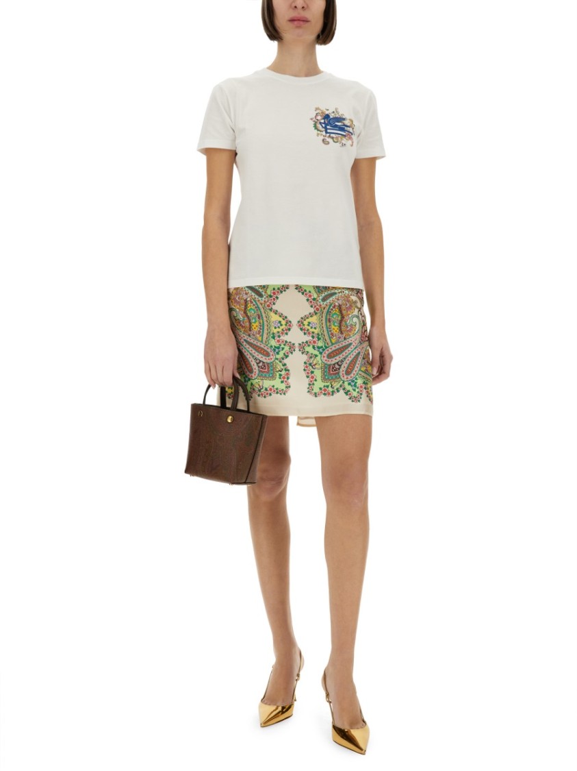 Shop Etro Classic White T-shirt With Logo Design