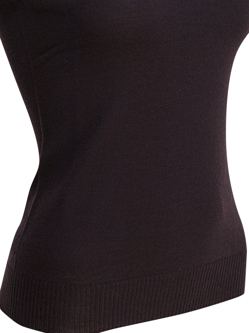 Max Mara Vertigo Turtleneck Sleeveless Wool Knit Top In Brown