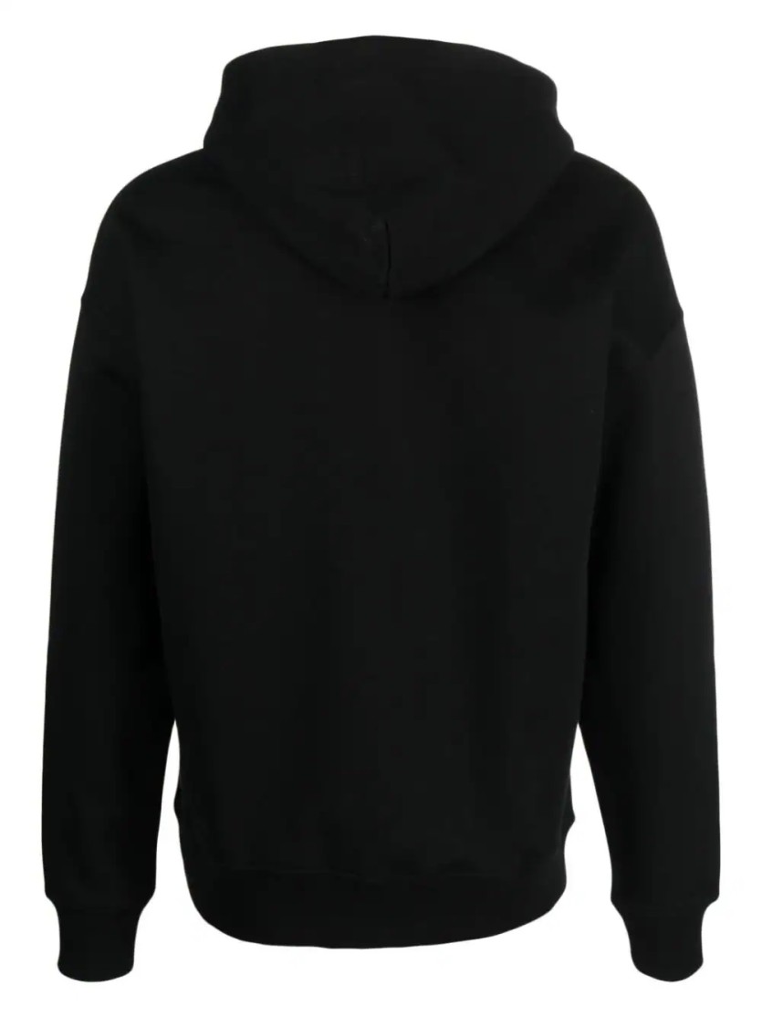 Diesel Hooded Black Cotton Sweatshirt In Black