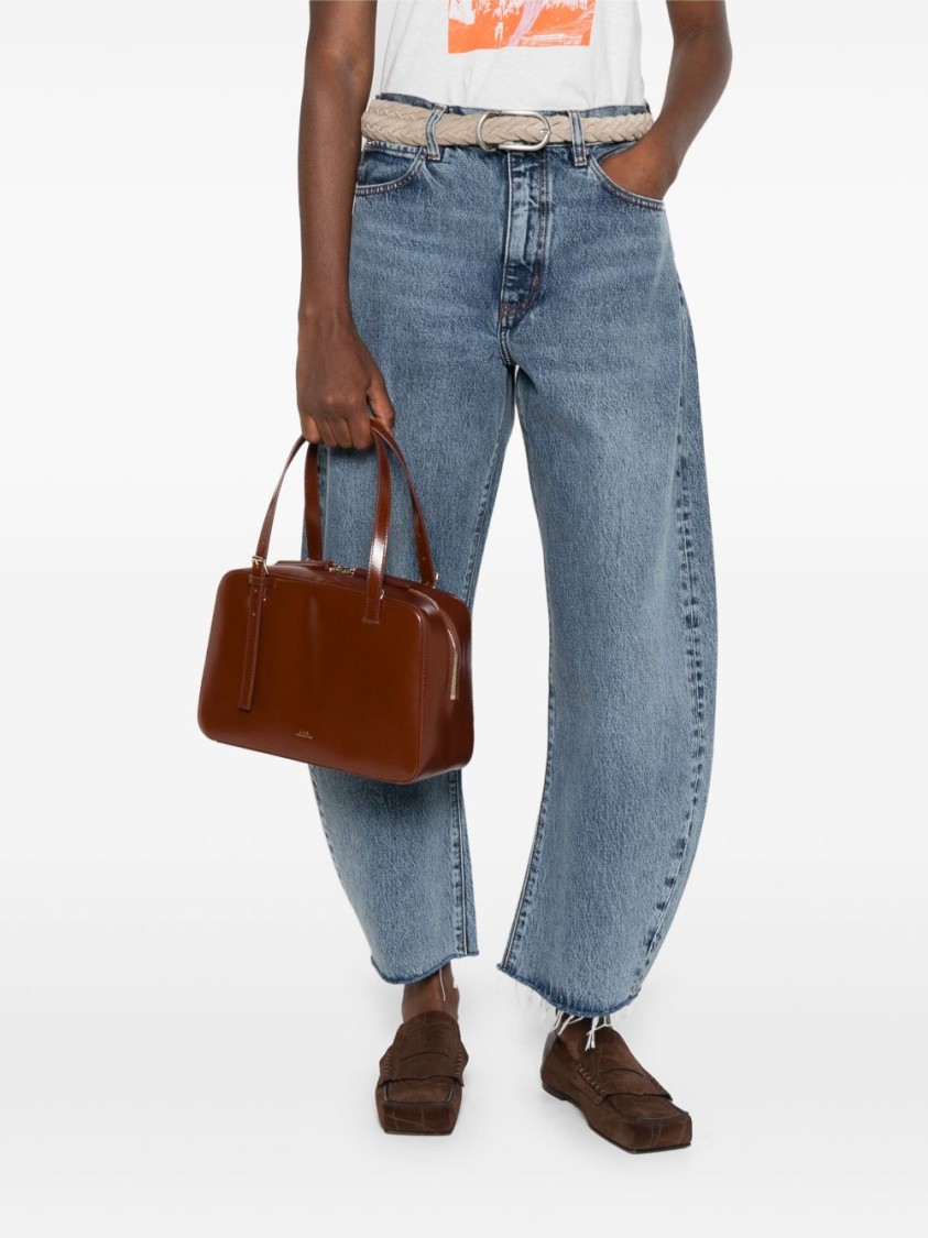 Apc A.p.c. Structured Shoulder Bag With Top Zip Closure In Red