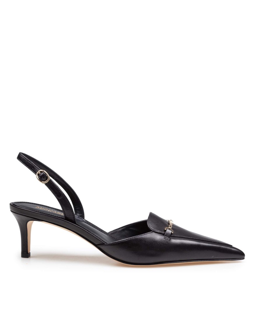 Michael Kors Lena Slingback In Black Leather In Black