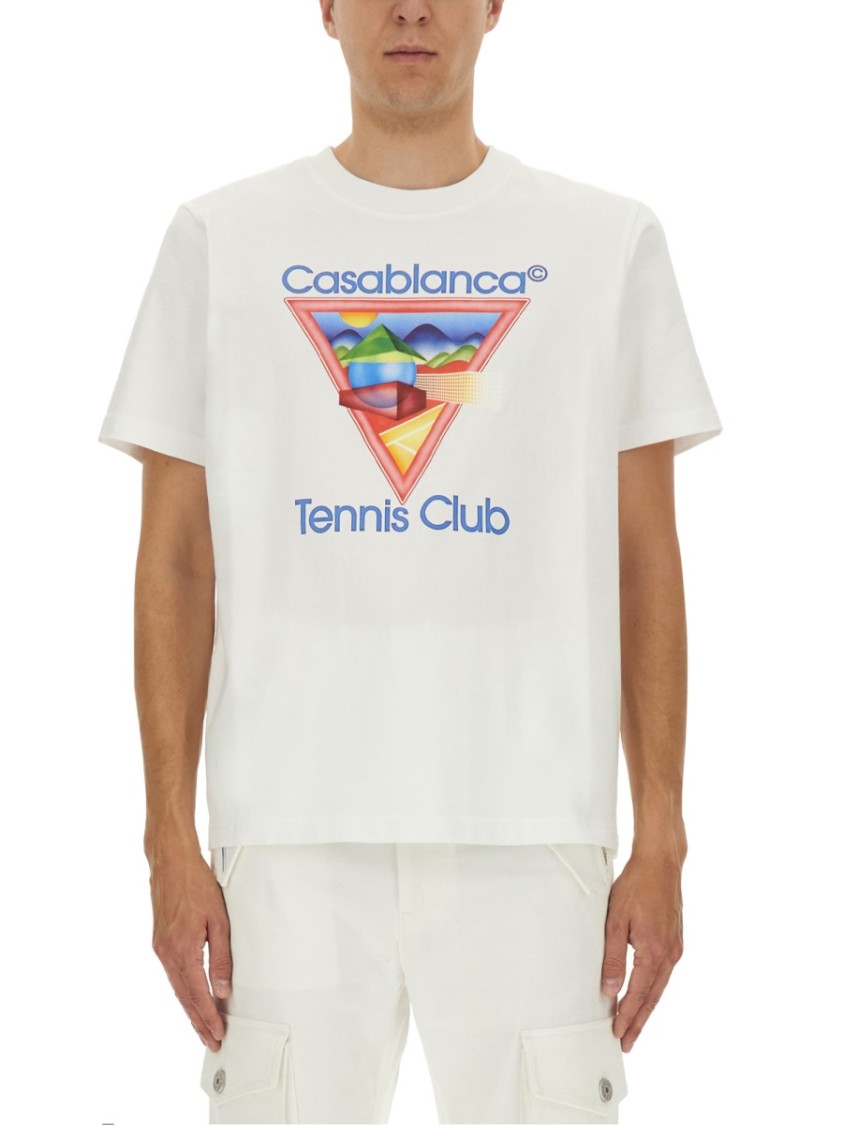Casablanca Cotton Crew Neck T-shirt With Graphic Print