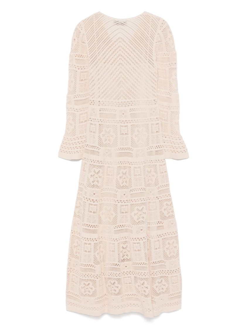 D Exterior D.exterior Beige Long Dress With Lace And Slip Dress In Neutral