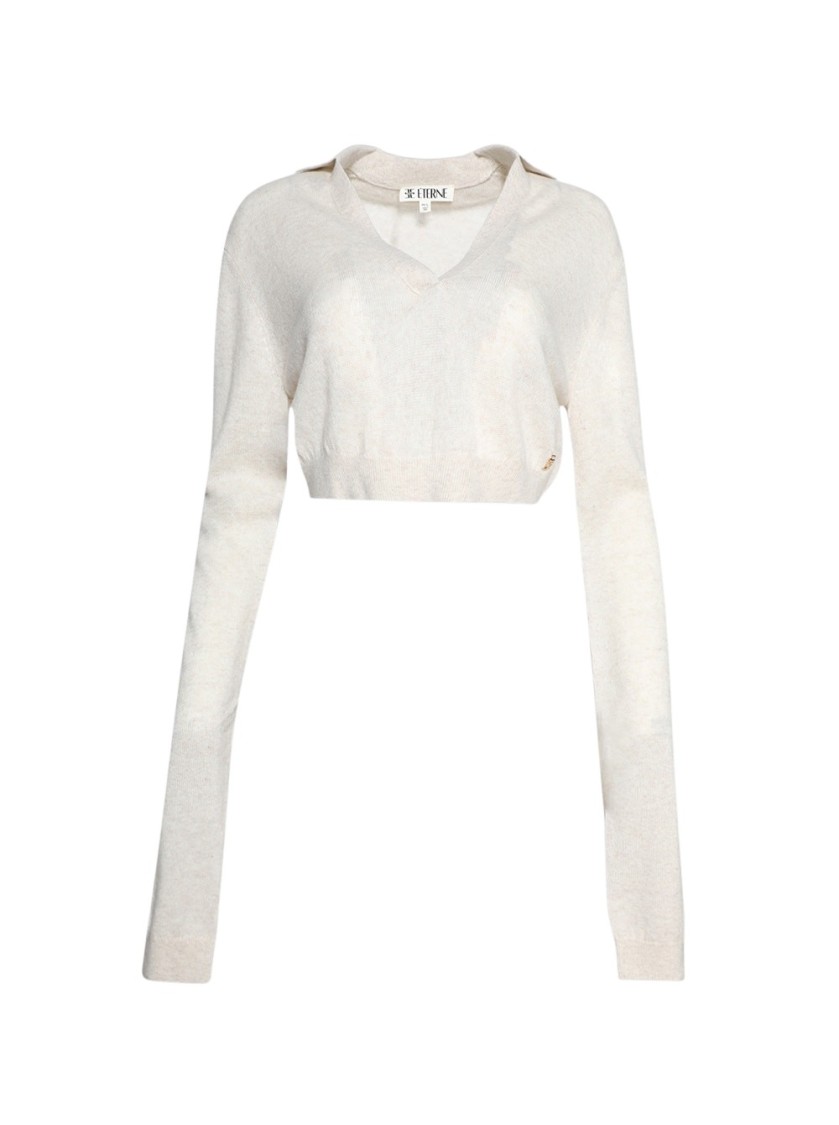 Éterne Eterne Stevie Cashmere Cropped Sweater Oatmeal