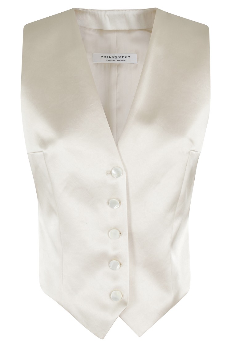 PHILOSOPHY DI LORENZO SERAFINI PHILOSOPHY DI LORENZO SERAFINI SLEEVELESS GILET WITH DEEP V-NECKLINE