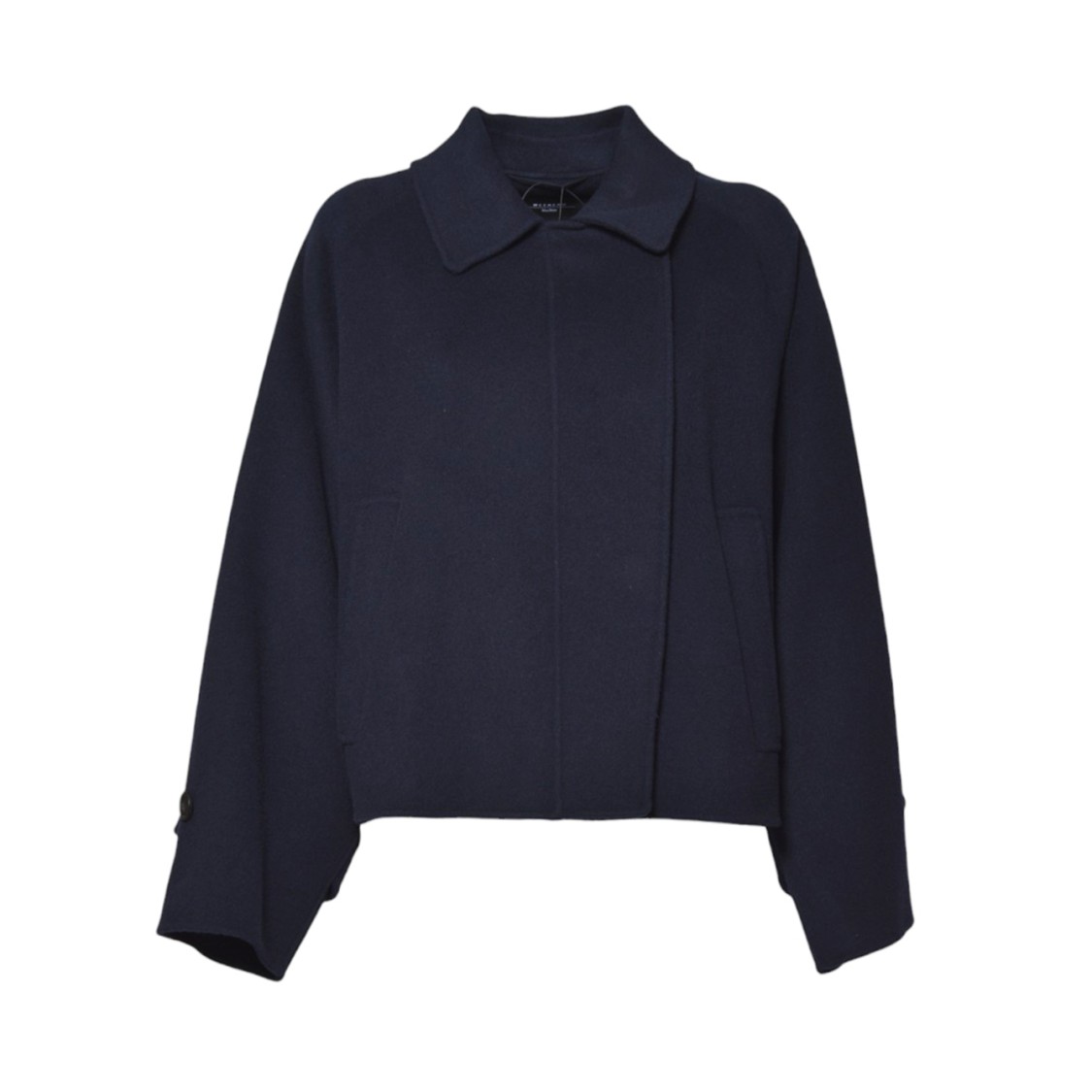 Max Mara Cropped Black Jacket With Classic Collar In Blue