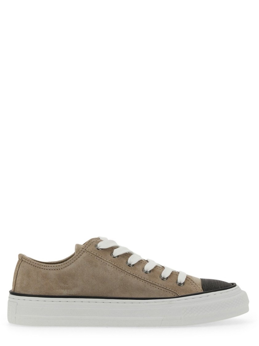 Brunello Cucinelli Sneaker With Precious Toe In Neutrals