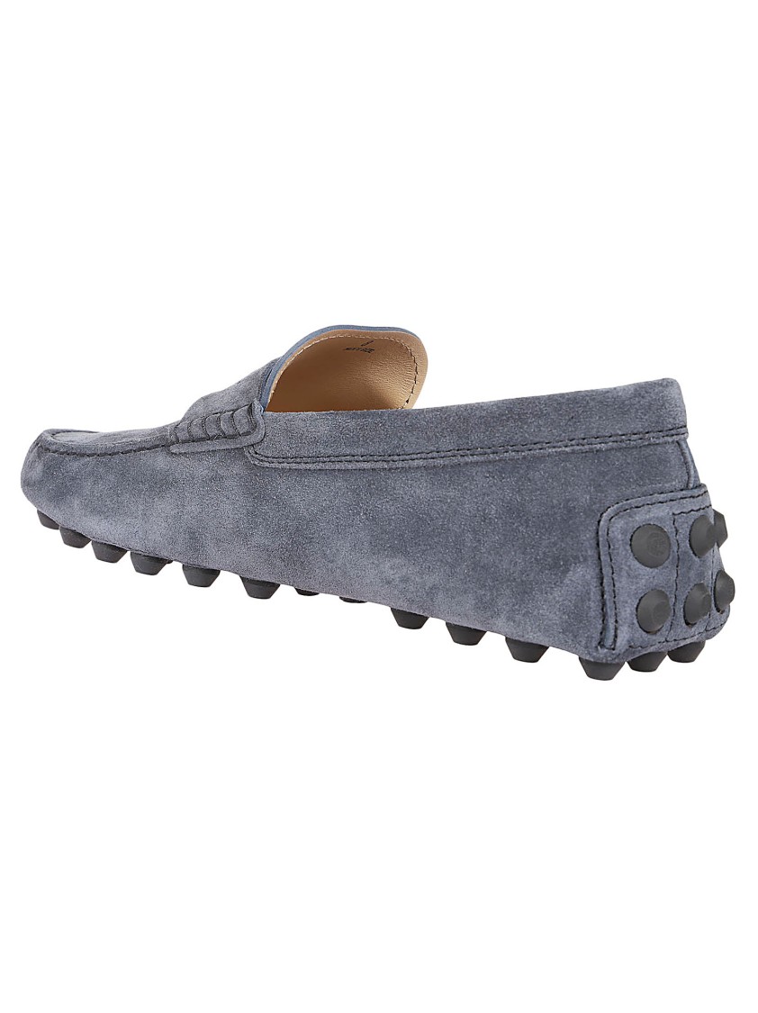 Tod's Moccasin-inspired Leather Loafers With Rubber Studded Sole In Gray