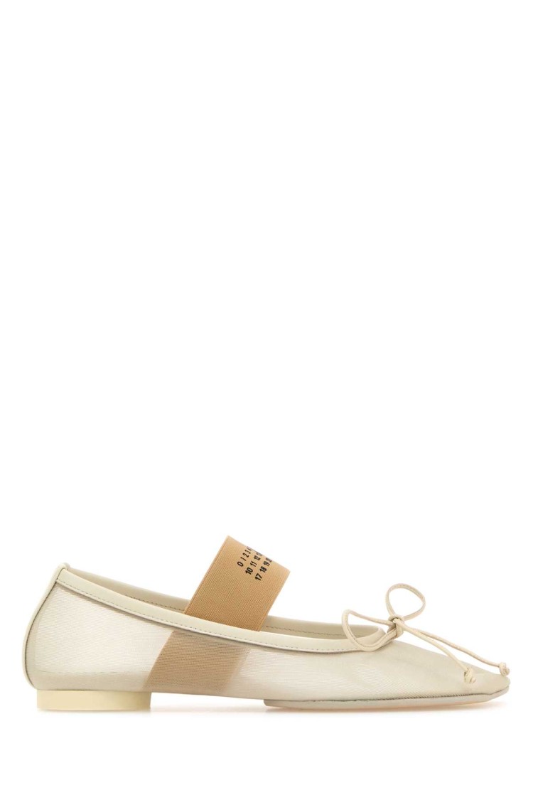 Mm6 Maison Margiela Mm6 By Maison Margiela Ivory Mesh Ballerinas In Neutral