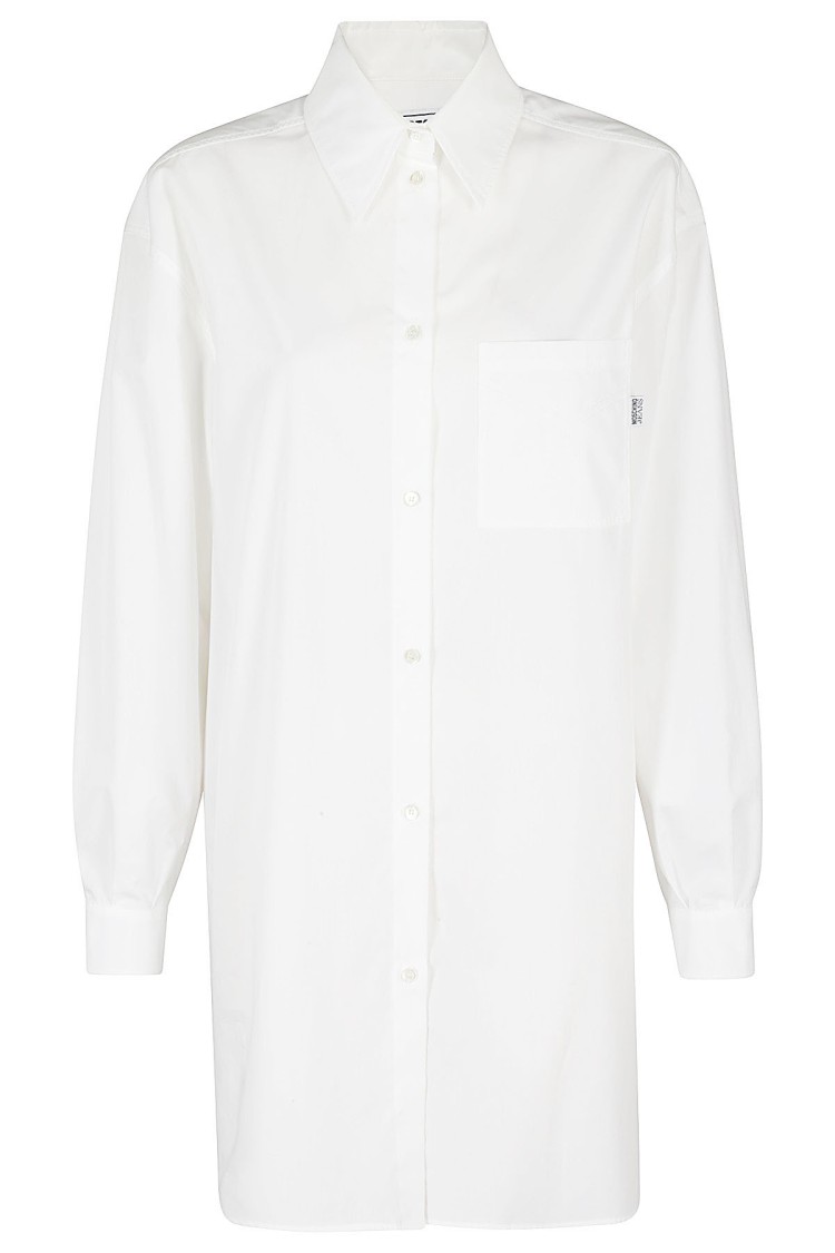 Moschino Popeline Shirt With Classic Collar In White