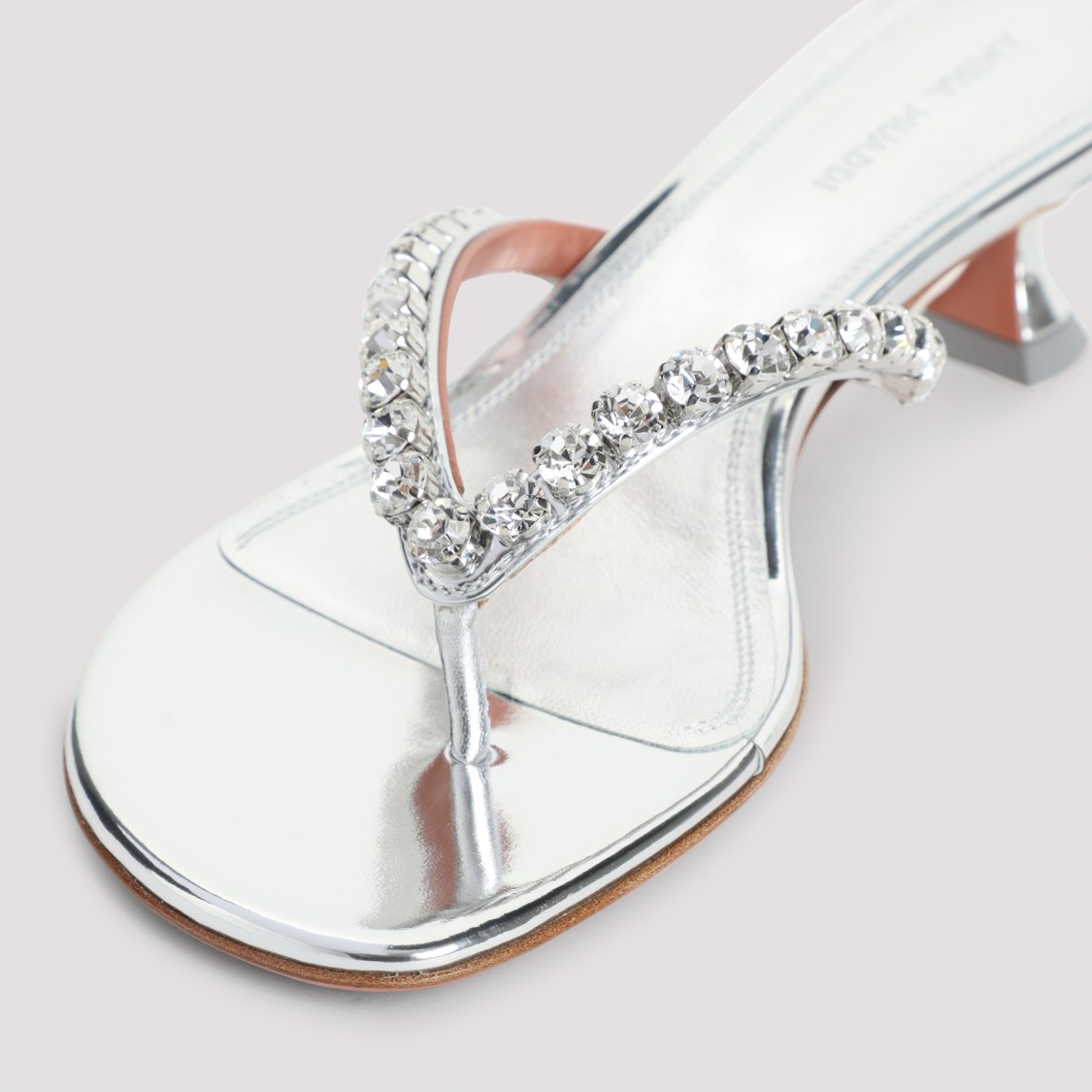 Amina Muaddi Leather Sandals With Crystal-embellished Straps