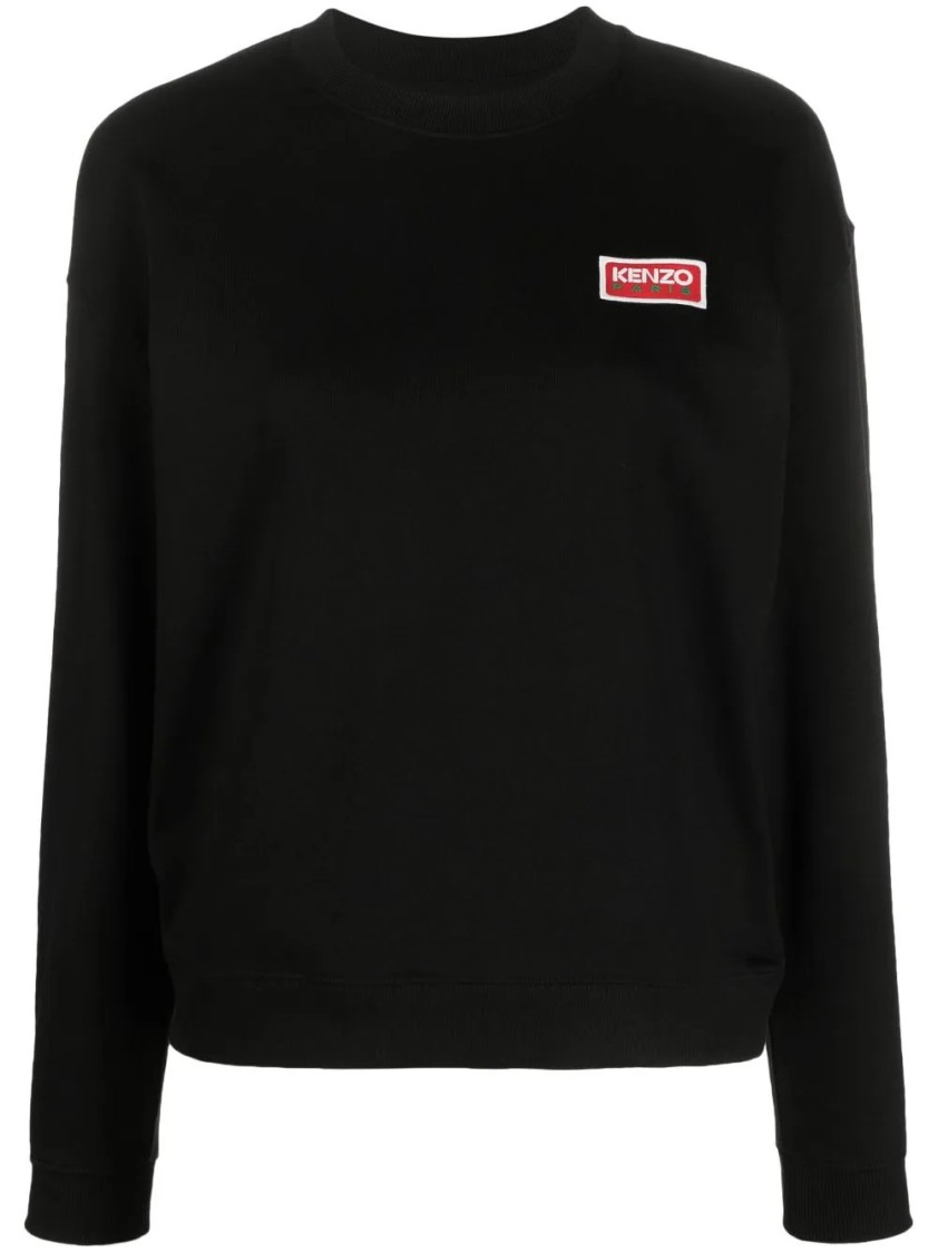Kenzo Classic Cotton Sweatshirt With Iconic Logo Detail And Relaxed Fit In Black