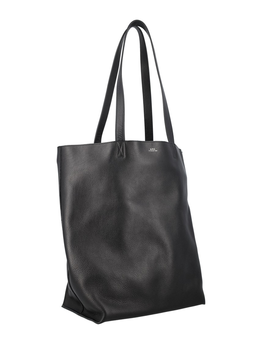 Apc A.p.c. Black Leather Maiko Shopping Bag In Black