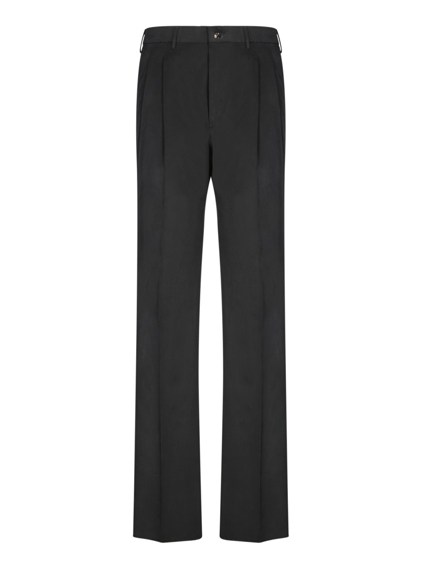 Dell'oglio Straight-leg Black Trousers With Smooth Finish In Black