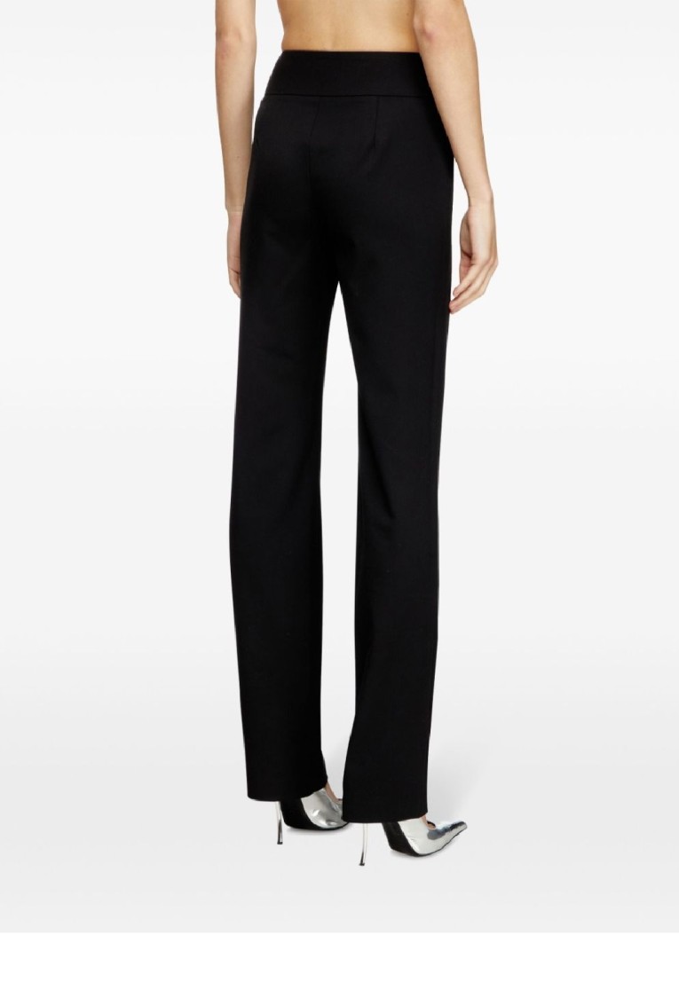 Diesel Tailored High-waist Trousers With Wide Leg In Black