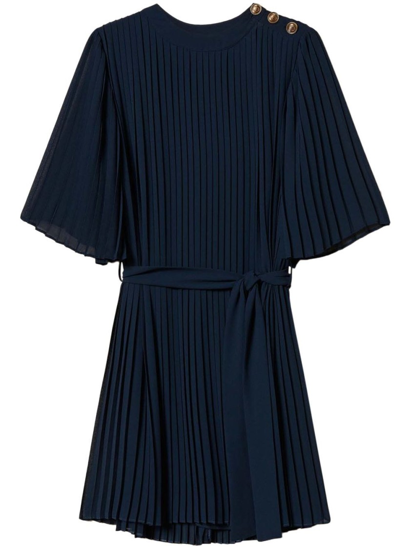 Twinset Twin-set Pleated Mini Dress With Fitted Waist
