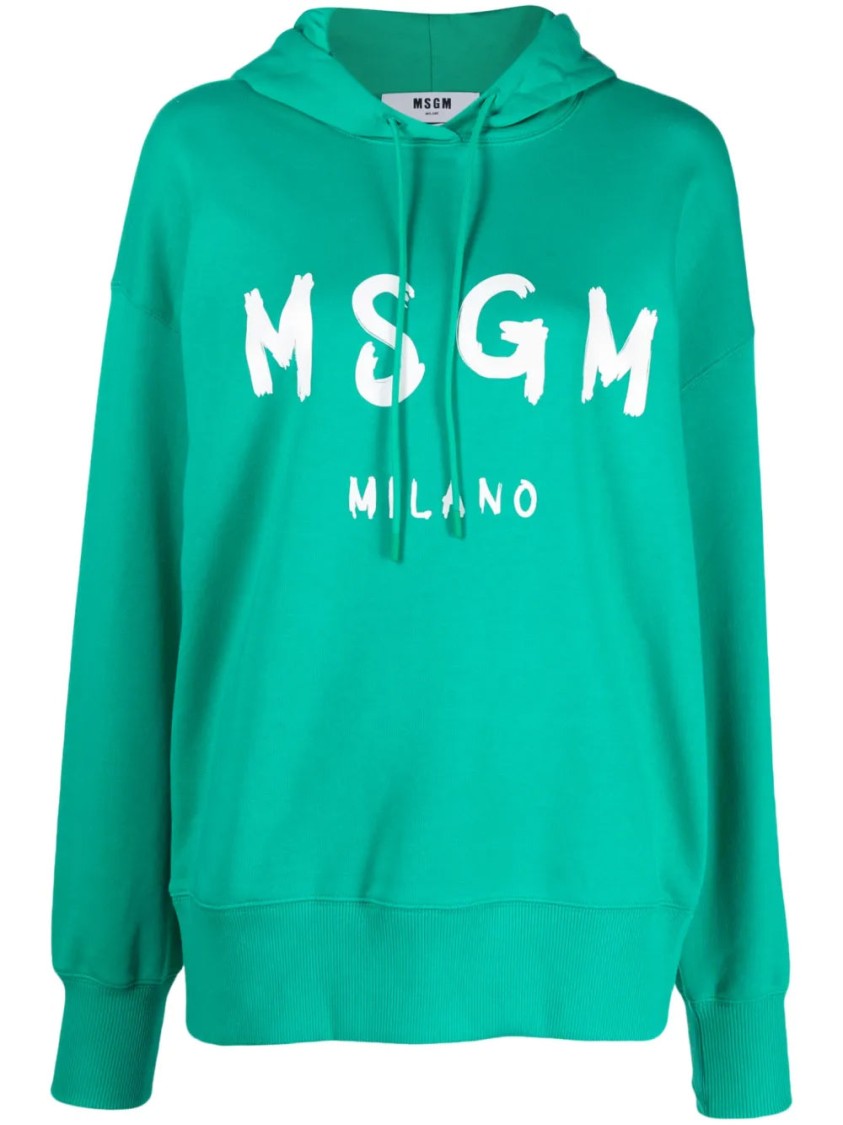 Msgm Relaxed-fit Graphic Print Hoodie In Black