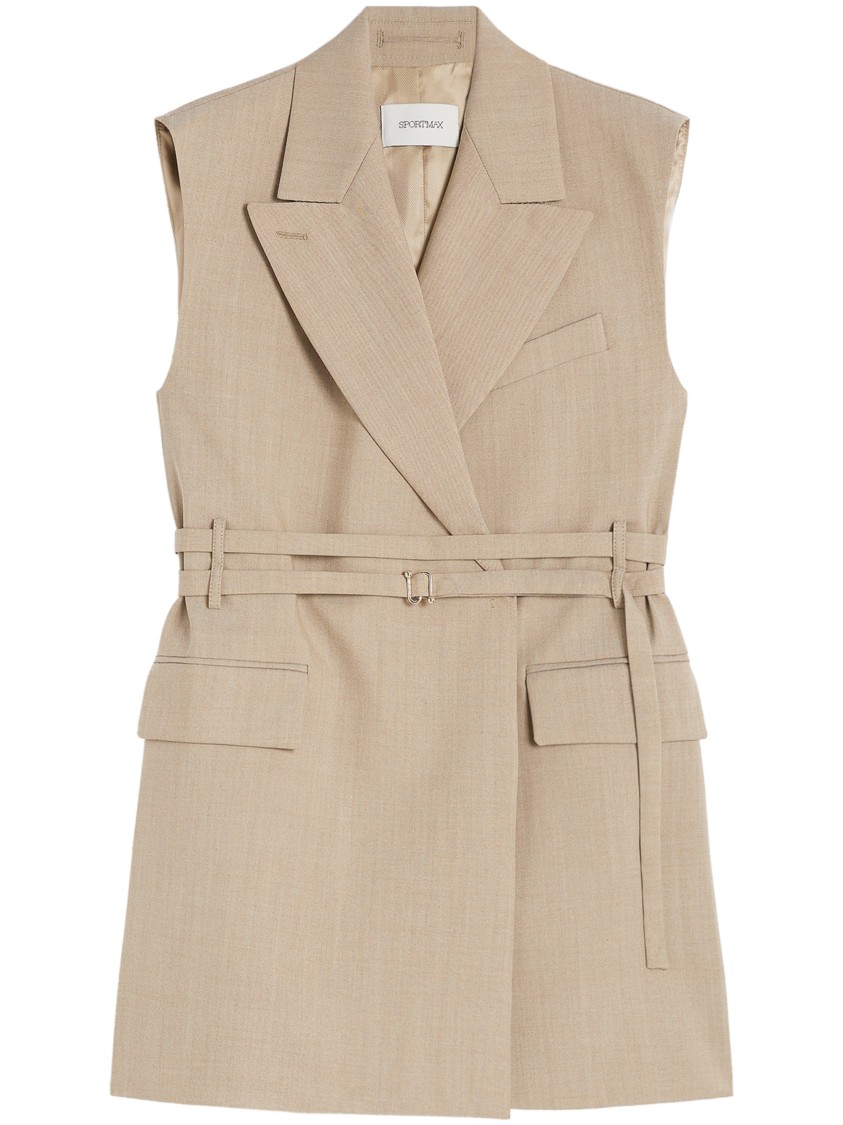 Max Mara Sleeveless Tailored Jacket With Lapel In Neutral