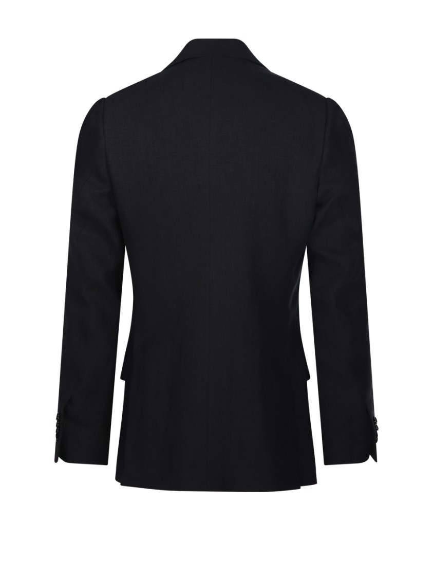 Lardini Ribbed Texture Notch Lapel Front Pockets In Black