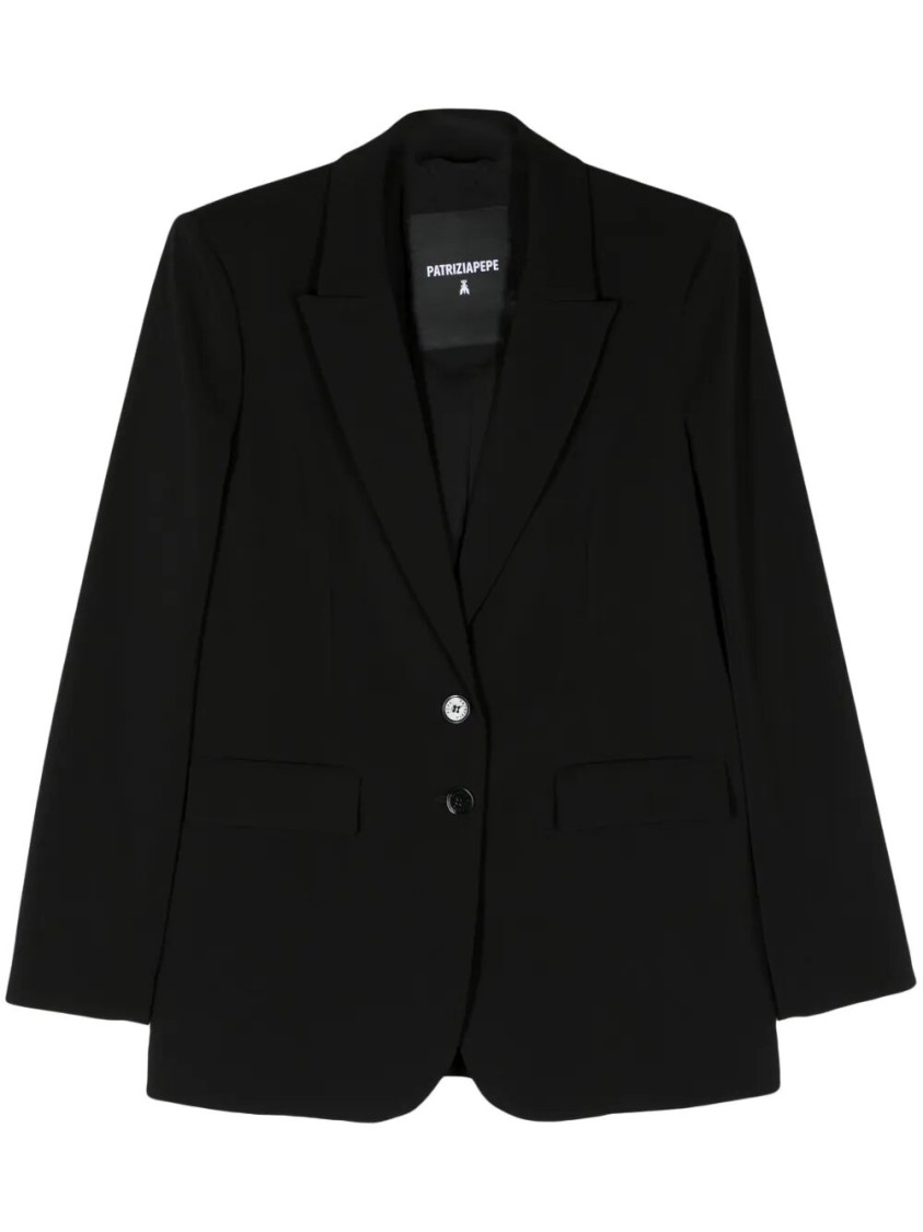 Patrizia Pepe Tailored Black Blazer With Notched Lapelsfinish In Black