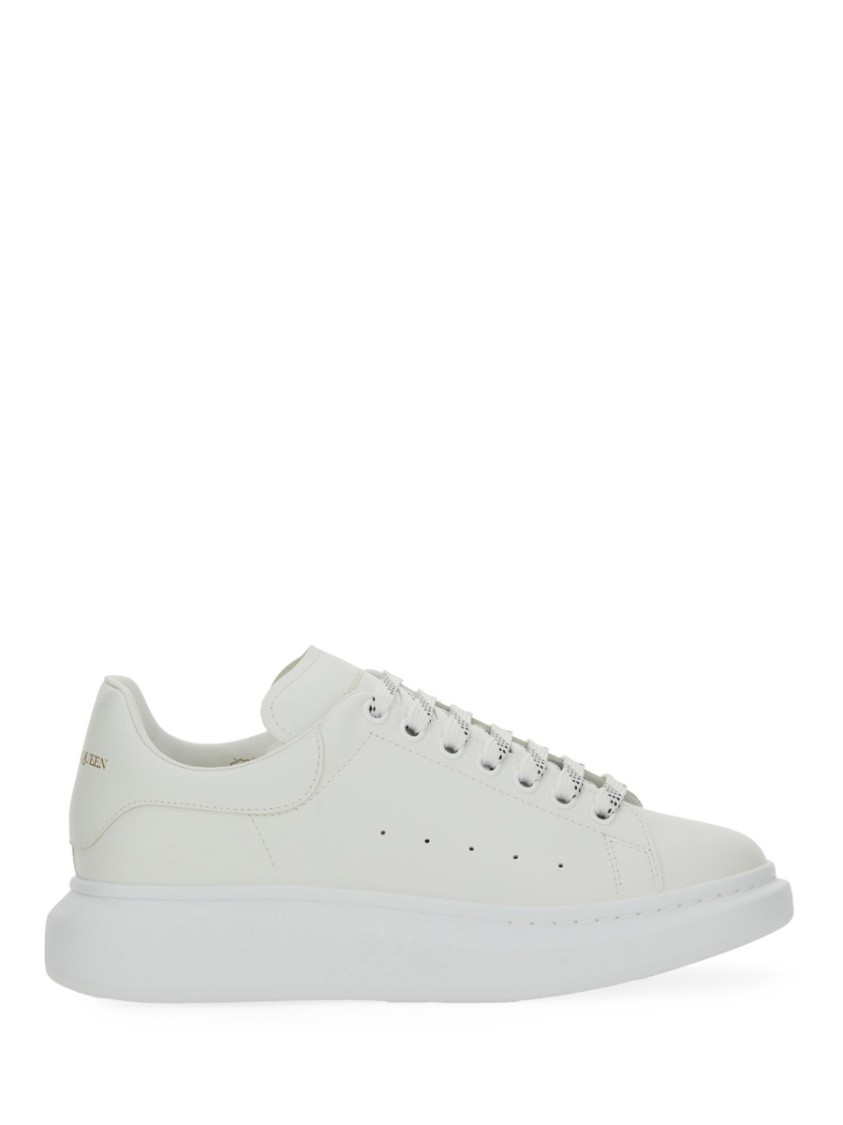 Alexander Mcqueen White Sneakers With Logo Lettering On The Rear And Oversize Rubber Sole In Leather In White