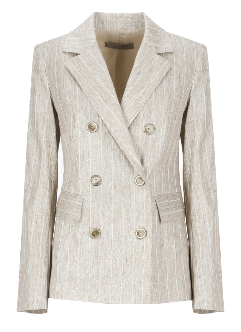 Shop D Exterior D. Exterior Gold Viscose Blend Blazer In Neutrals