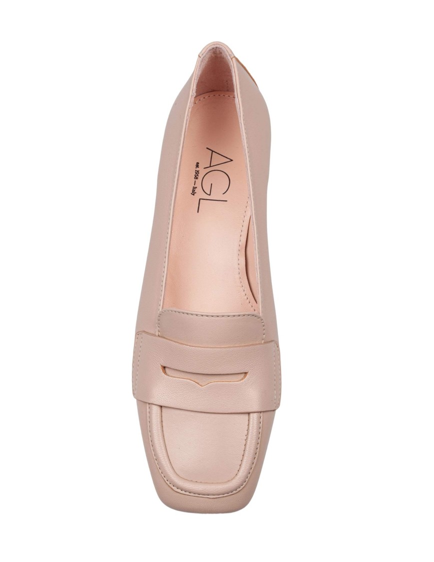 Agl Attilio Giusti Leombruni Angie Leather Moccasins Nude Color In Neutrals