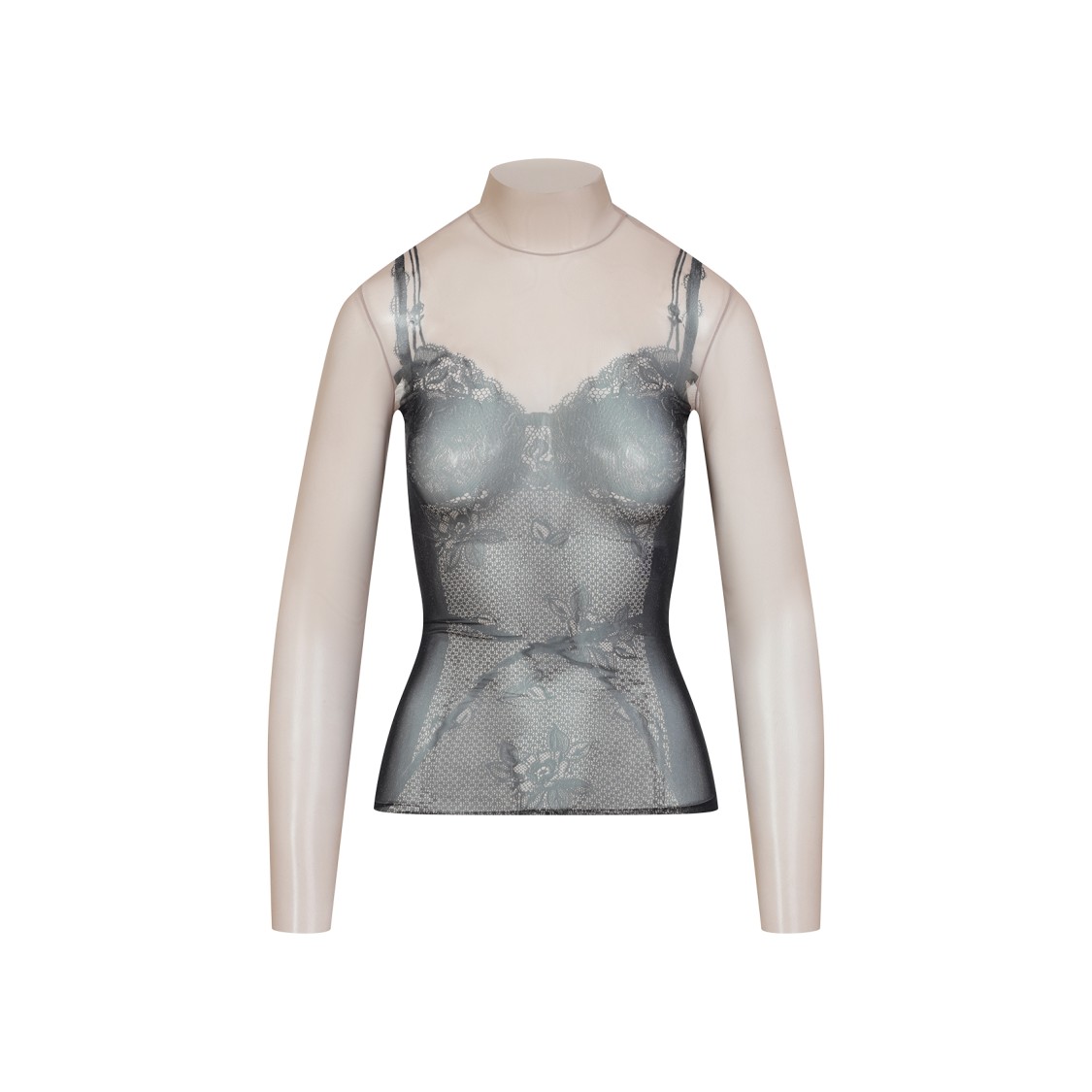 Shop Balenciaga Trompe Oeil Lingerie Top In Neutrals