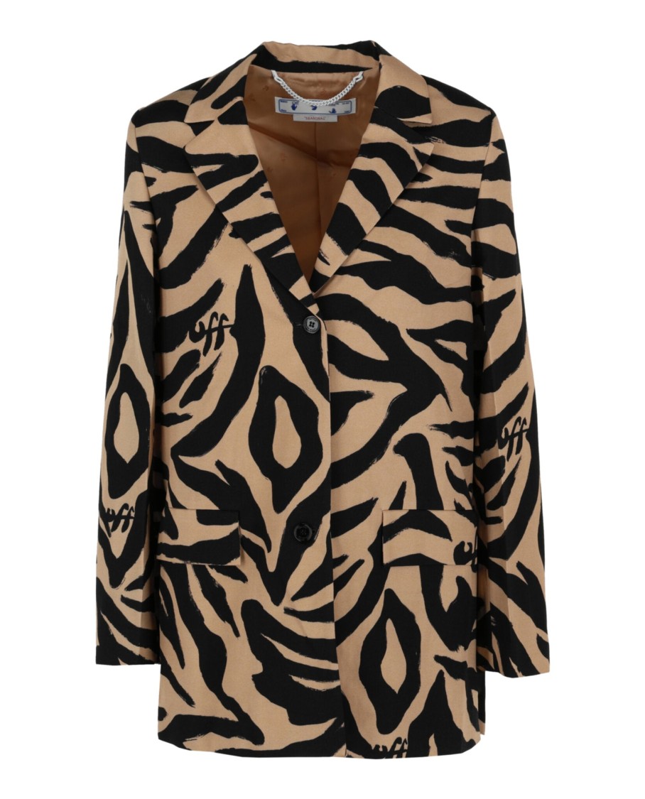 Off-white Zebra Tomboy Jacket In Animal Print